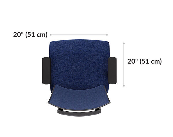 vari task chair seat is 20 inches wide and 20 inches long
