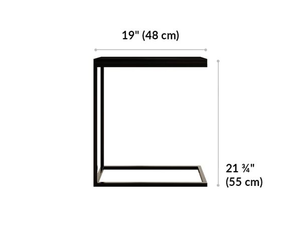 laptop side table is 19 inches wide and 22 inches tall 