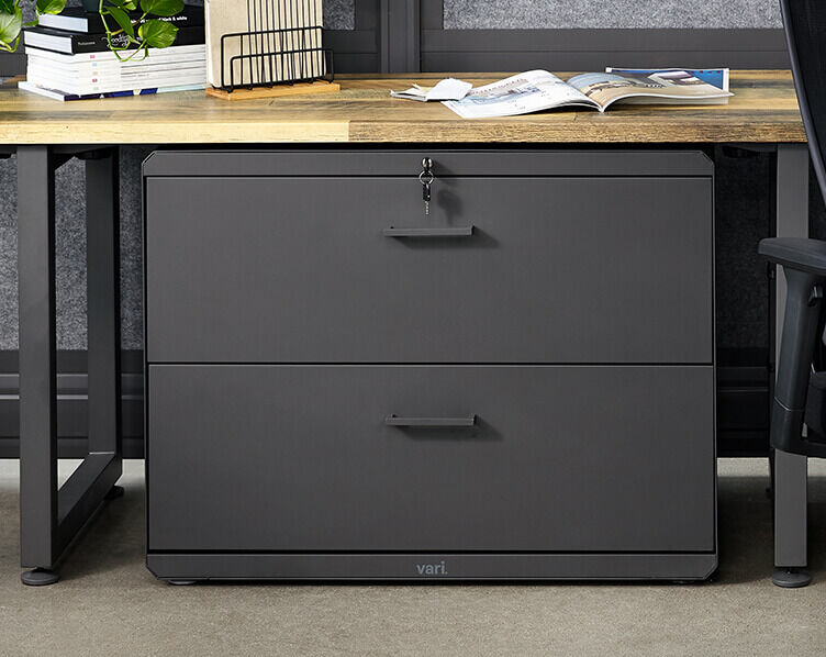 vari lateral file cabinet under table