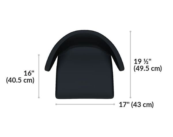 cafe chair seat is 16 inches long and 17 inches wide.