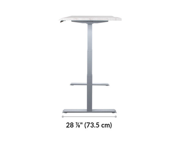 The base of the Electric Standing Desk ComfortEdge™ 60x30 Marble with Silver Legs is 28.88 inches deep
