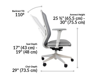 ascent chair has a back rest tilt of 110 degrees