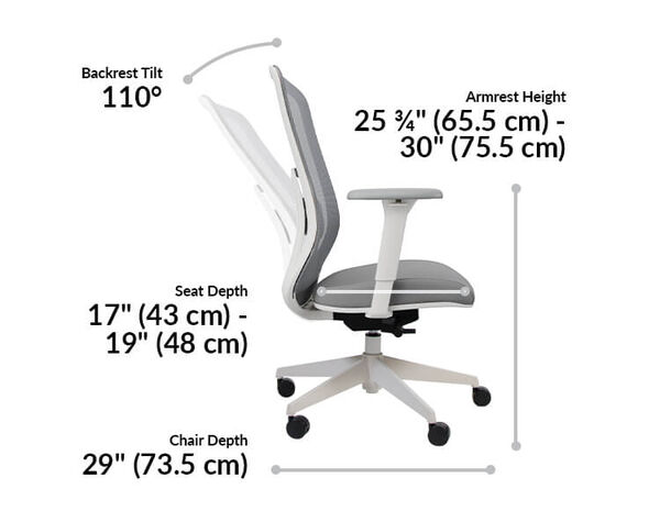 ascent chair has a back rest tilt of 110 degrees 