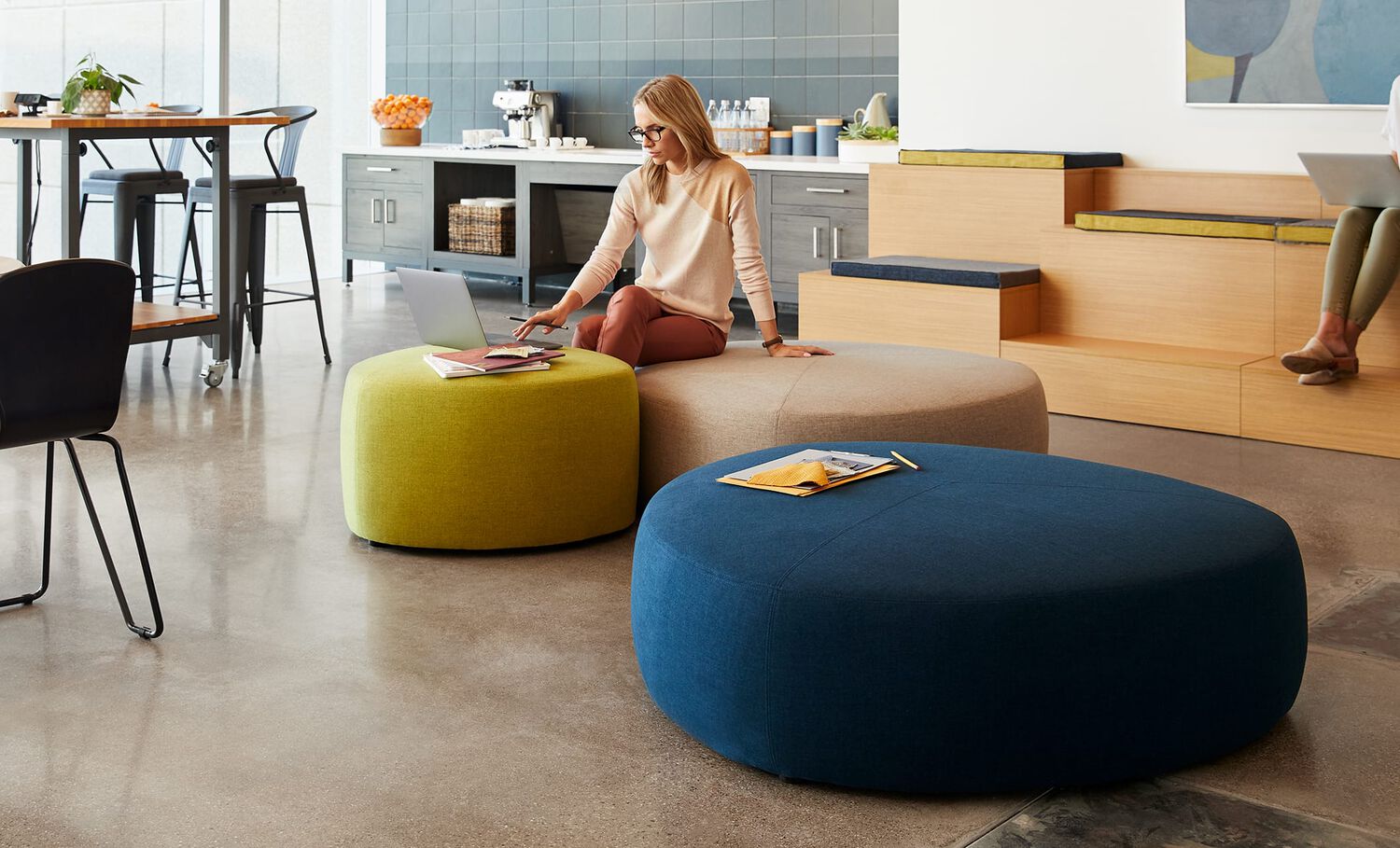large ottoman in lounge setting