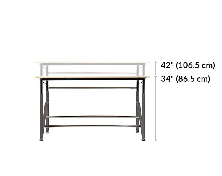 height settings range from 34 inches to 42 inches