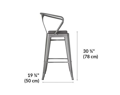 metal conference chair base is 19.75 inches deep and seat is 30.75 inches tall