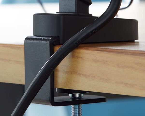 desk clamp comes with hand-rotating wheel for ease of use
