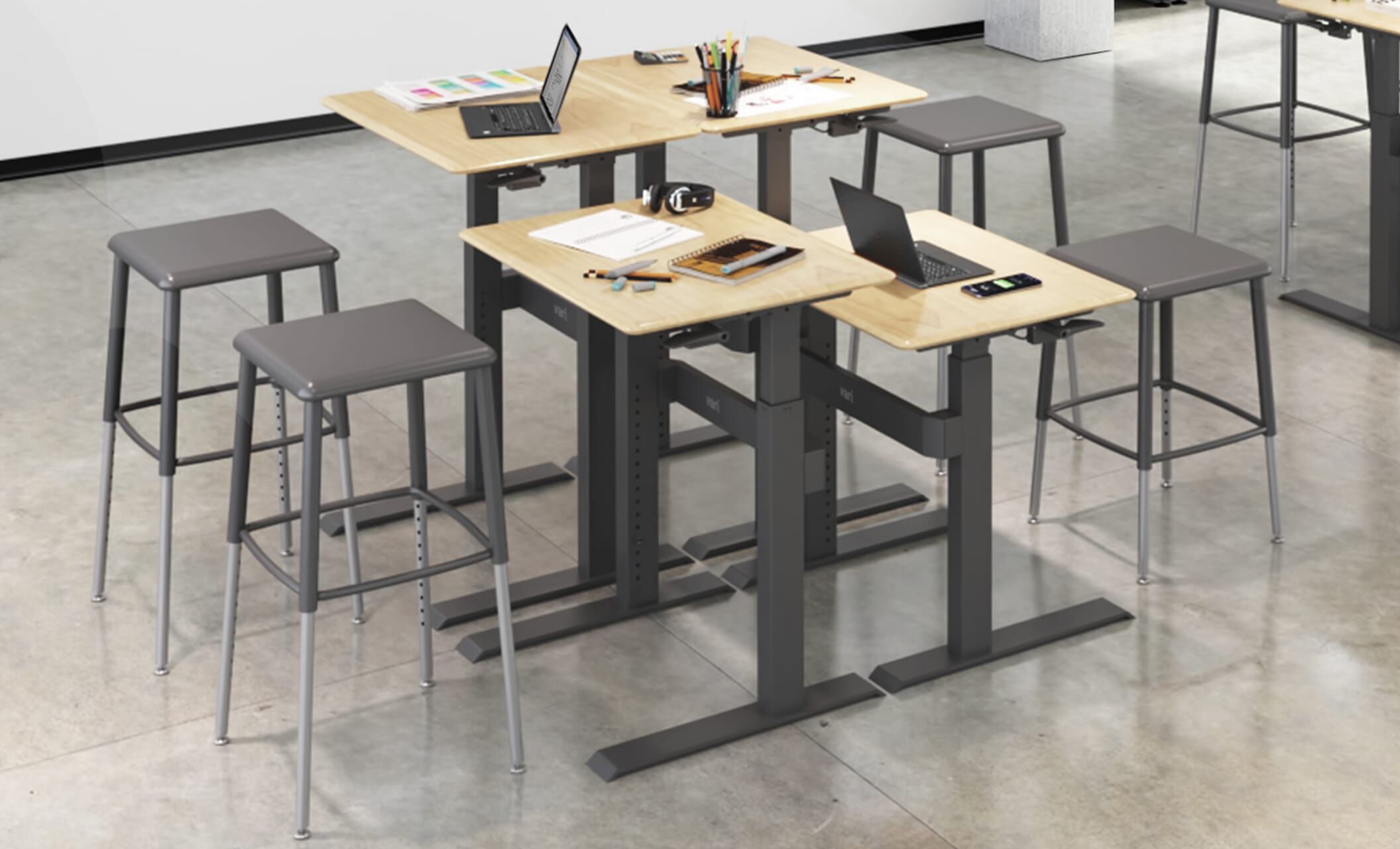Classroom with vari sit stand school desk 3 through 12
