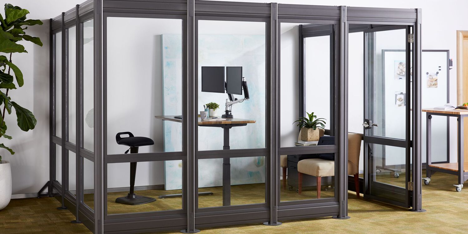 glass office made up of moveable walls