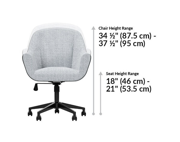 upholstered conference chair height ranges from 34 and a half inches  to 37 and a half inches