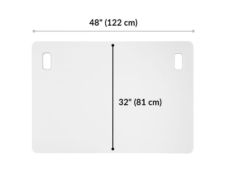 desktop is 48 inches wide and 32 inches deep.