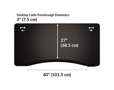 The surface of the Curve Electric Standing Desk 60x30 Black top is 27 inches deep