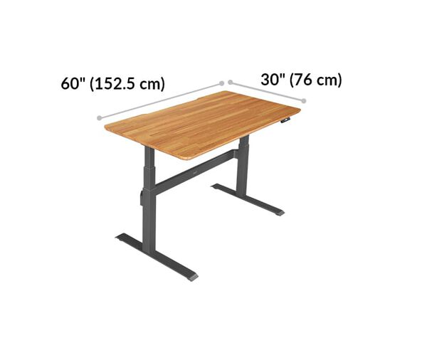 Electric Standing Desk 60x30 Butcher Block is 60 inches wide and 30 inches deep