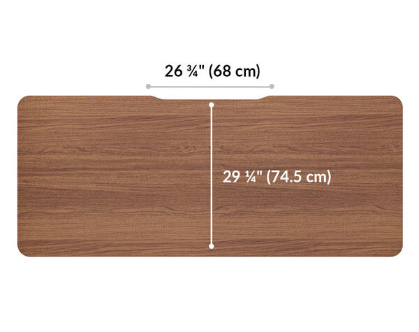 The desktop of the Electric Standing Desk 72x30 walnut with black legs is 29.25 inches deep