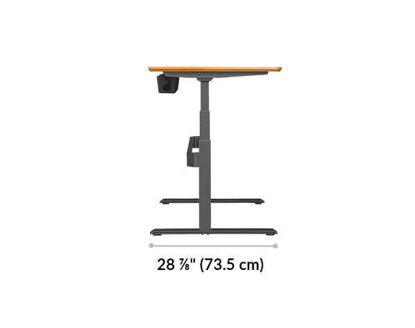 The base of the Electric Standing Desk 60x30 Butcher Block is 28.88 inches deep