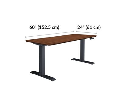 Vari electric standing desk 60 by 24 tabletop is 60 inches wide and 24 inches long
