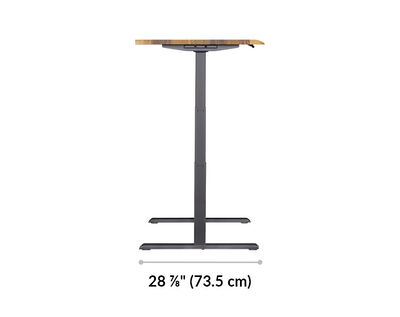 The base of the Electric Standing Desk with ComfortEdge 48x30 Reclaimed Wood is 28.88 inches deep