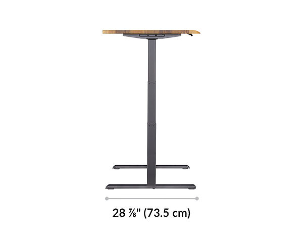 The base of the Electric Standing Desk with ComfortEdge 48x30 Reclaimed Wood is 28.88 inches deep