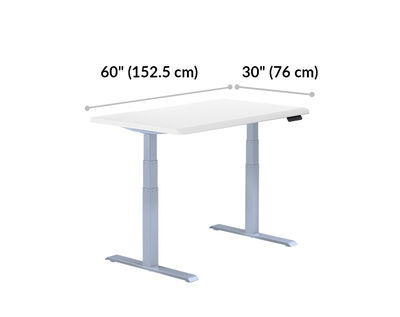 Electric Standing Desk ComfortEdge™ 60x30 White is 60 inches wide and 30 inches deep