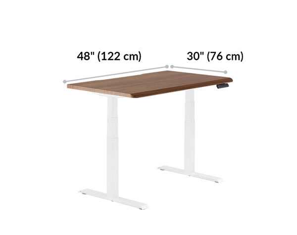 Electric Standing Desk with ComfortEdge™ 48x30 walnut is 48 inches wide and 30 inches deep