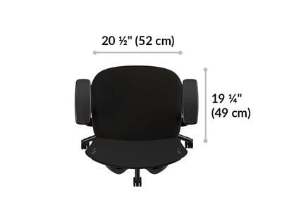 vari performance task chair seat is 20 and a half inches wide by 19 and a quarter inches long