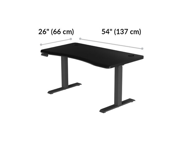 ergo electric Standing Desk 54x26 black slate is fifty four inches wide and twenty six inches deep
