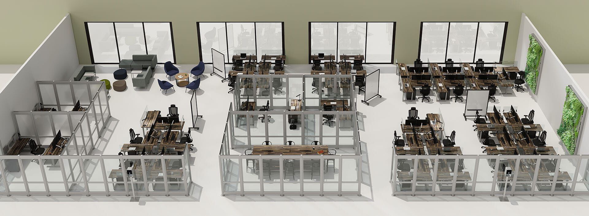 overhead view of an open office