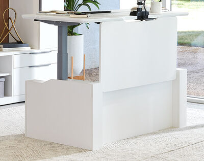 executive collection panels and base used on electric standing desk to create an elevated look