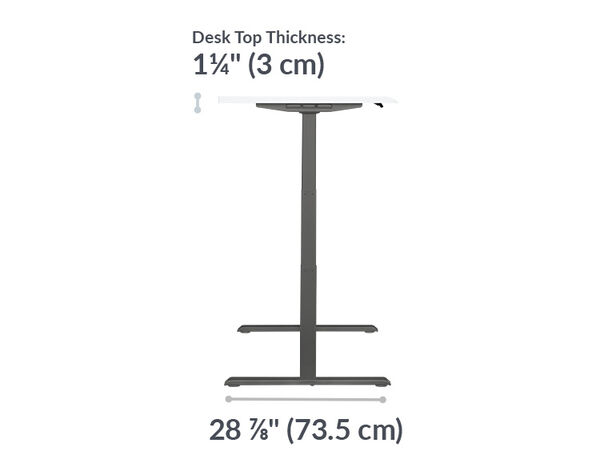 The base of the Electric Standing Desk ComfortEdge™ 60x30 White with Slate Legs is 28.88 inches deep