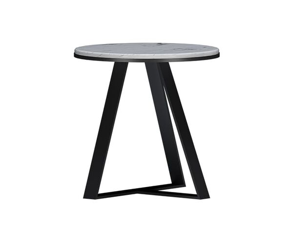side view of small nesting table on white background
