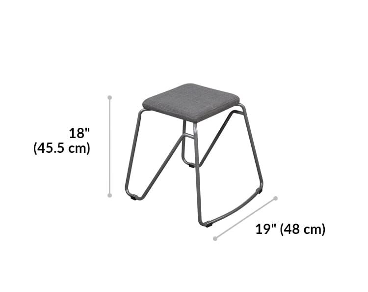 stool is 18 inches tall and base is 19 inches wide