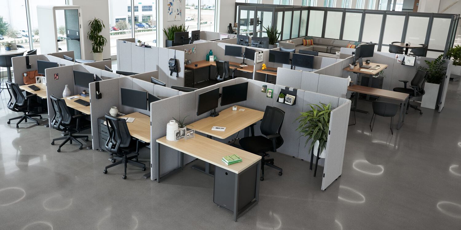 cubicles with individual workstations