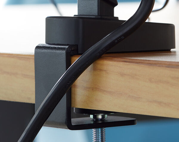 desk clamp comes with hand-rotating wheel for ease of use