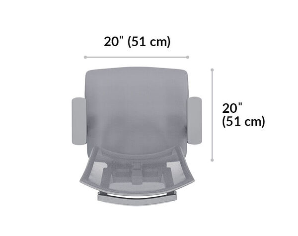 task chair seat is 20 inches wide and 20 inches long