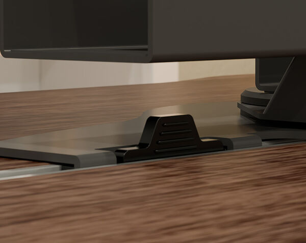 close up view of the base of the laptop stand