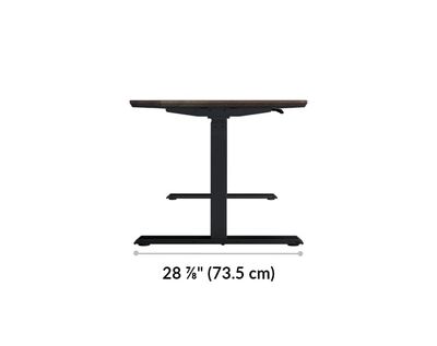 The base of the Electric Standing Desk 72x30 Reclaimed Wood is 28.88 inches deep