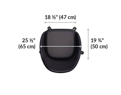 High Back Conference Chair seat is 18 and a half inches wide and 19 and three quarter inches deep. Full chair width is 25 and a half inches.