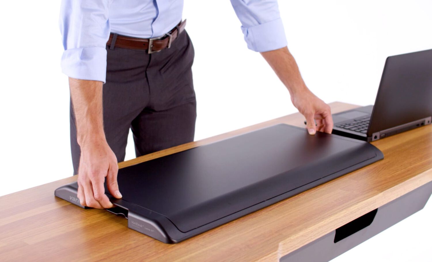 Individual VariDesk laptop 30 in collapsed position