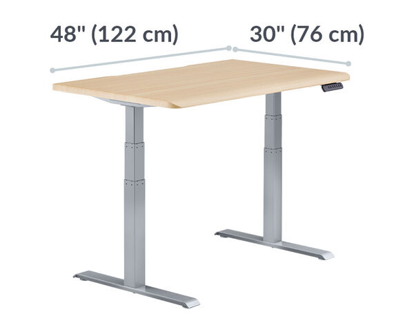 Electric Standing Desk with ComfortEdge 48x30 Light Wood Silver