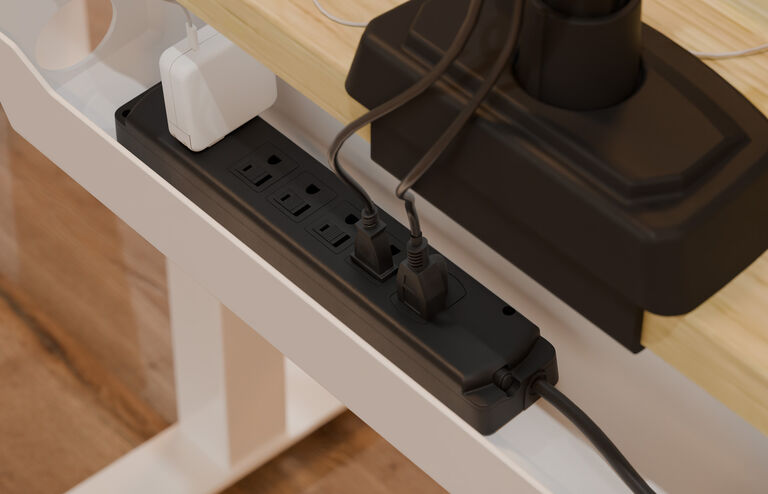 Vari Power strip in cable management tray