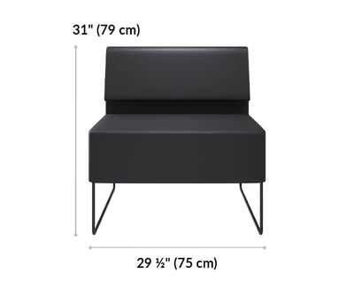 armless seat is 29 and a half inches long