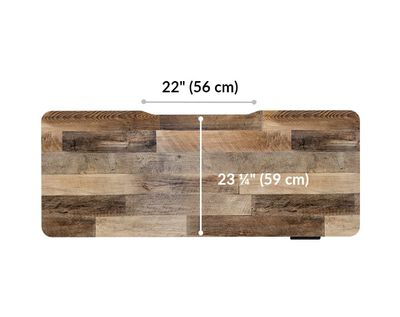 The surface of the Electric Standing Desk 60x24 Reclaimed Wood top is 29.25 inches deep