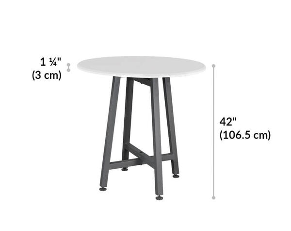 The Standing Round Table has a height of 42 inches tall. 