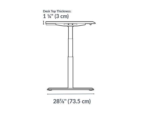 The base of the Electric Standing Desk with ComfortEdge&trade;  60x30 Light Wood is 28.88 inches deep