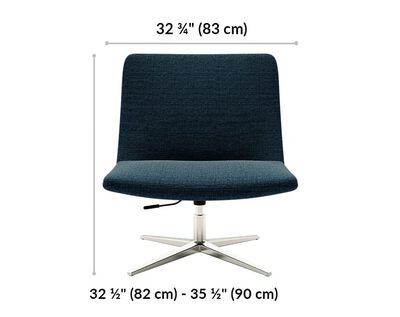 lounge chair is 32 and a half inches tall and 32 and 3 quarter inches wide