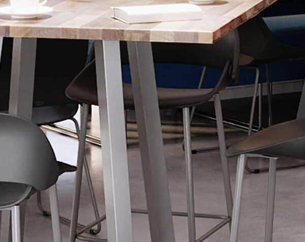 close up view of the legs of the standing square table