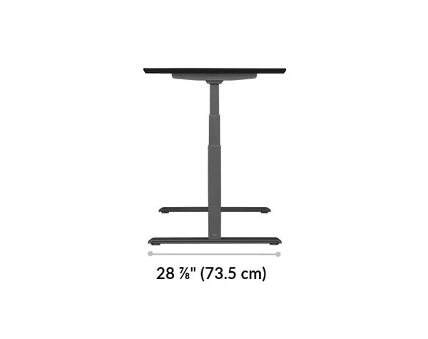 The base of the Electric Standing Desk 60x30 Black is 28.88 inches deep