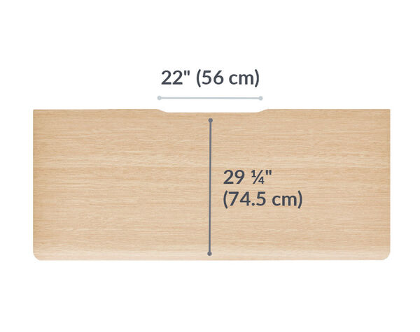 The surface of the Electric Standing Desk 72x30 Light Wood Silver top is 29.25 inches deep