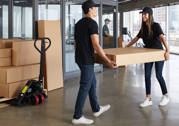 Vari installation crew at work in office redesign