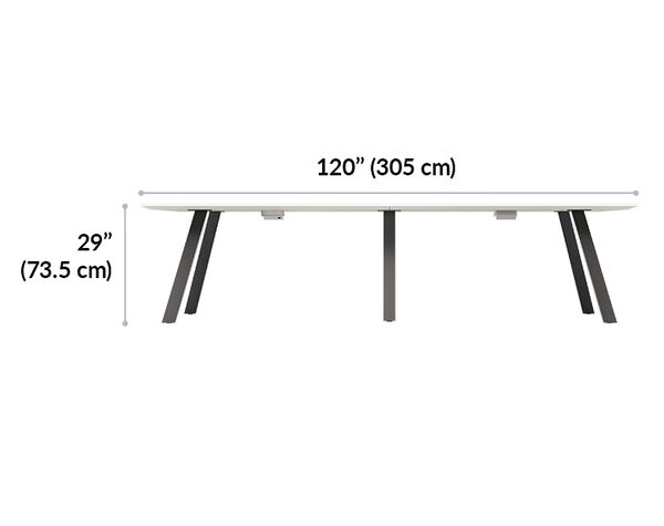 vari conference table is 29 inches tall from the floor to the table top and 96 inches long